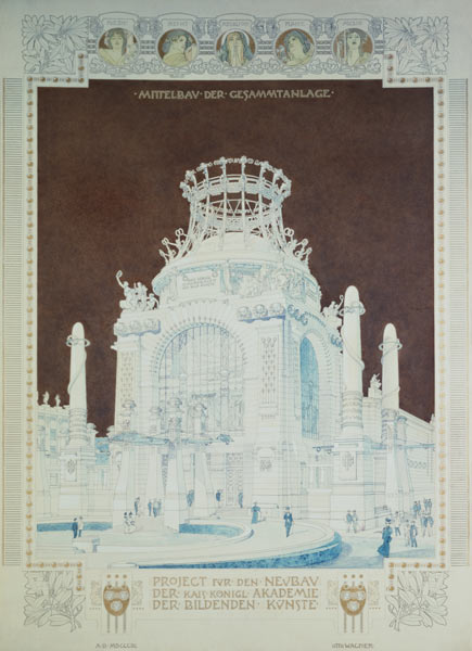 Academy of Fine Arts, Vienna, design for the Hall of Honour von Otto Wagner