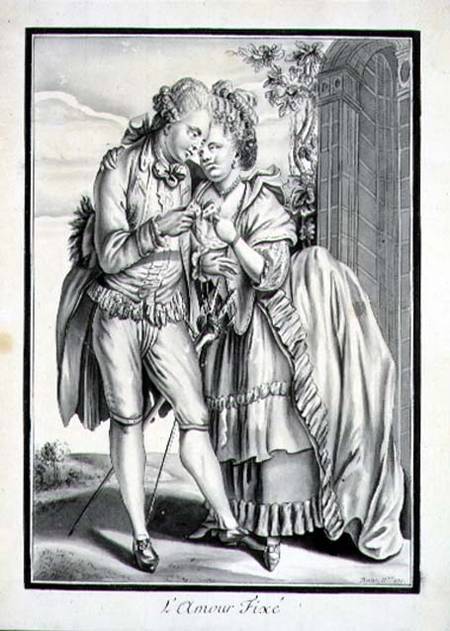 'L'Amour Fixe' (The Reconciliation) 1771 (pen & ink and grey wash on paper) von P. Boitet