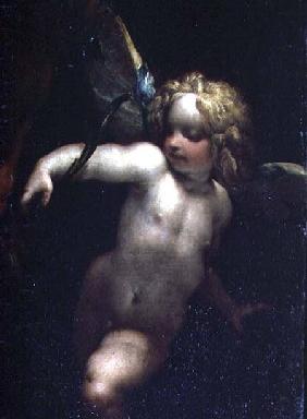 The Martyrdom of SS. Rufina and Seconda, known as the 'three-handed picture', detail of an angel, pa before 162