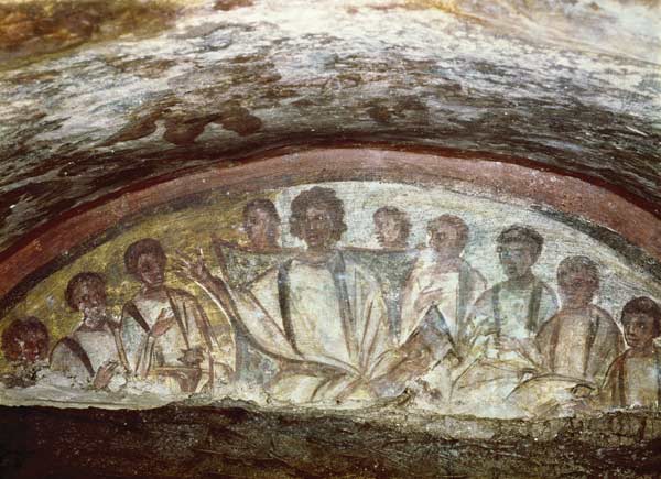 Christ teaching surrounded by the Apostles von Paleo-Christian