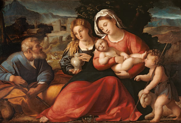 Die Hl. Familie mit dem Johannesknaben und Maria Magdalena von Palma il Vecchio (eigentl. Jacopo Negretti)
