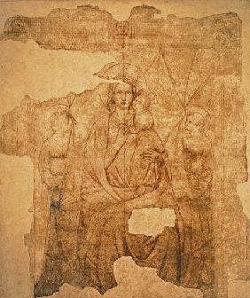Madonna and Child Enthroned, drawing for a fresco (sinopia on paper)