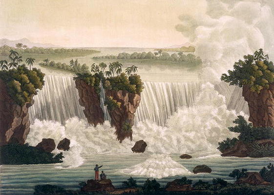 Niagara Falls, 1818, from 'Le Costume Ancien et Moderne', Volume I, plate 30, by Jules Ferrario, pub von Paolo Fumagalli