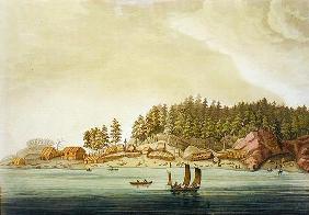 Early settlement of Vancouver (colour engraving) 19th