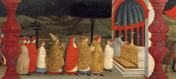 Predella of the Profanation of the Host: The Pope Returning the Consecrated Host to the Altar von Paolo Uccello