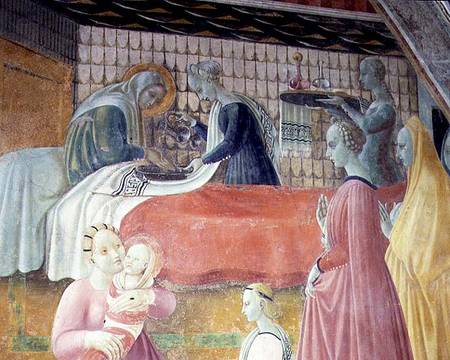 The Birth of the Virgin, detail from the cycle The Lives of The Virgin and St. Stephen from the Capp von Paolo Uccello