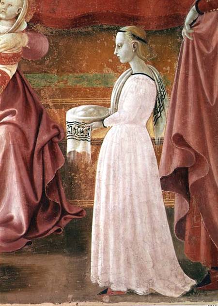 The Birth of the Virgin, detail of a standing maid servant from the fresco cycle of the Lives of the von Paolo Uccello