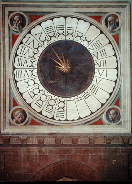 Canonical clock with the heads of four prophets von Paolo Uccello