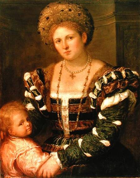 Portrait of a Lady with a Boy von Paris Bordone