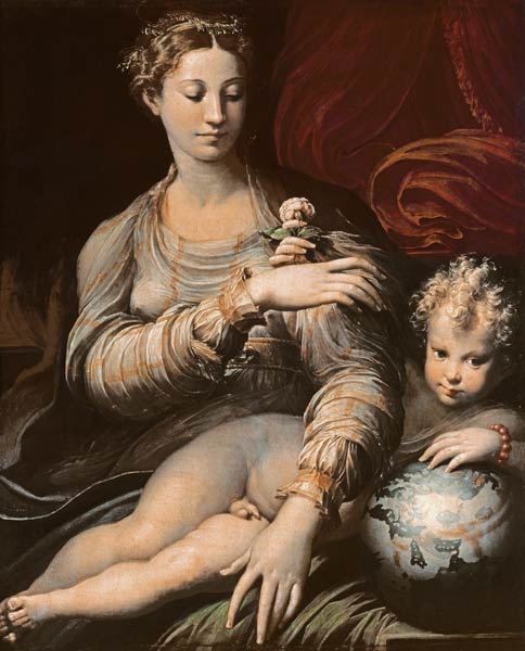Die Madonna mit der Rose von Parmigianino
