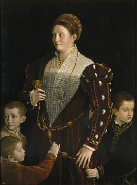 Porträt von Camilla Gonzaga di San Secondo und ihre drei Söhne