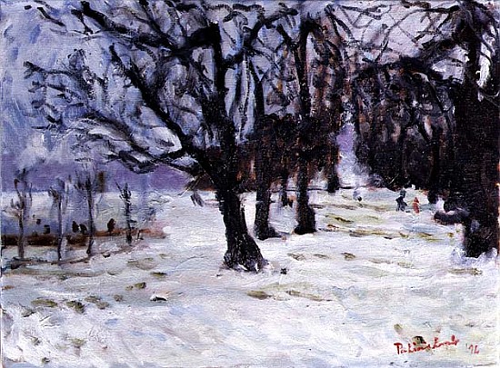 Playground Under Snow, 1994 (oil on canvas)  von Patricia  Espir