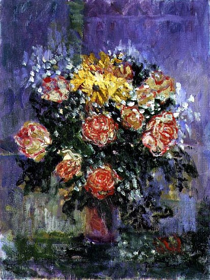 Roses and Gypsophila, 1996 (oil on canvas)  von Patricia  Espir