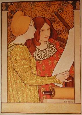 Two girls with a printing press