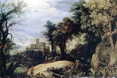 Landscape with Huntsmen von Paul Brill or Bril