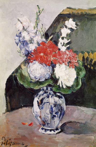 Blumenstrauß in Delfter Vase von Paul Cézanne