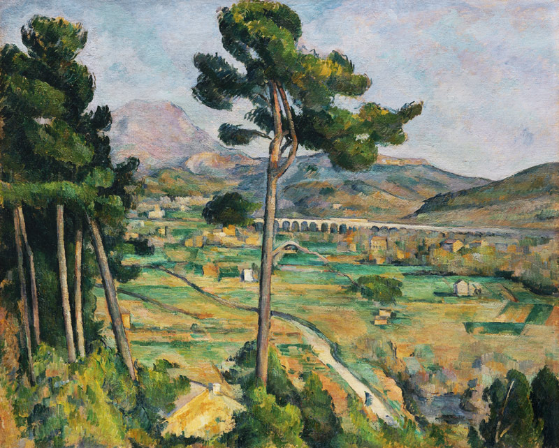 Landschaft mit Viadukt - Mont Sainte-Victoire von Paul Cézanne