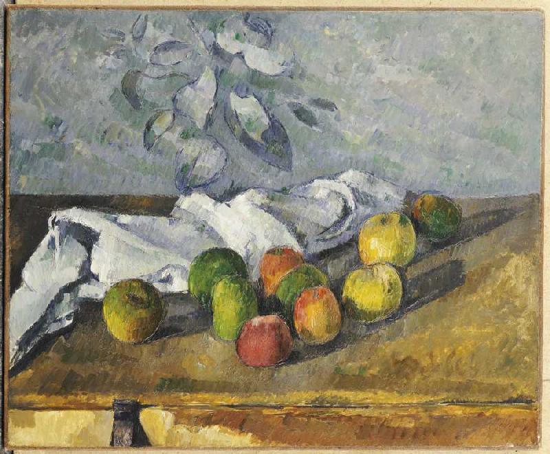 Äpfel und ein Handtuch. von Paul Cézanne