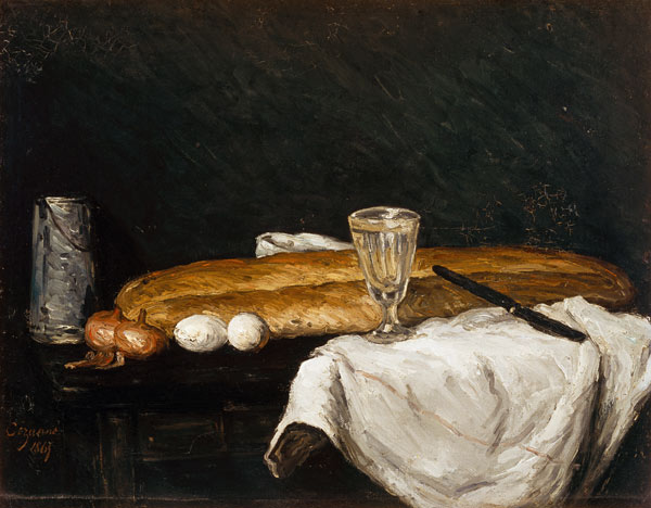 Stilleben mit Brot und Eiern von Paul Cézanne