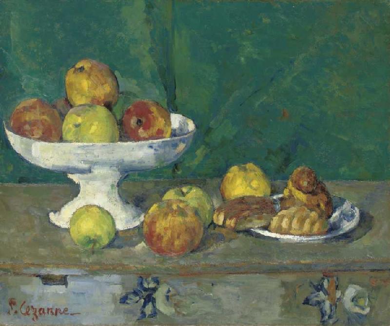 Stillleben mit Äpfeln und kleinen Kuchen von Paul Cézanne