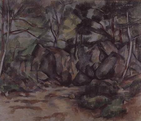 Woodland with Boulders von Paul Cézanne