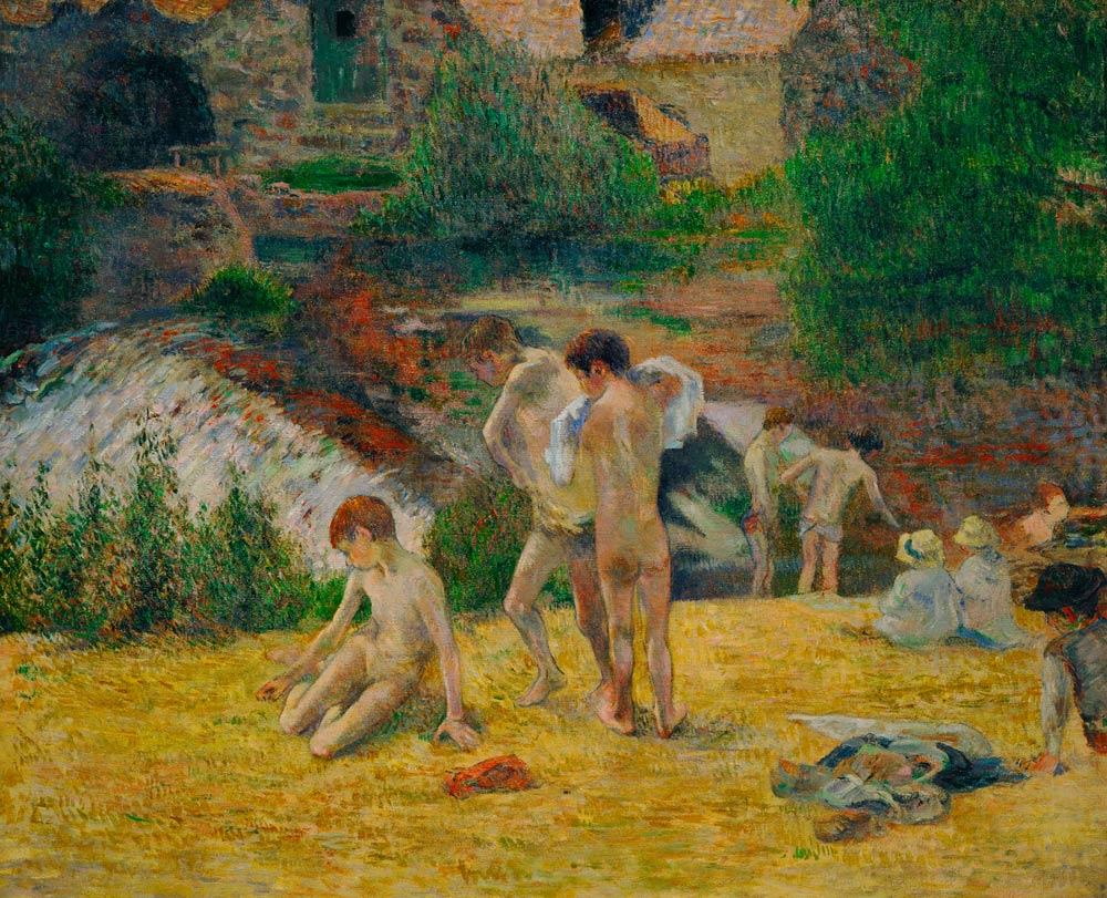 Bad neben der Mühle (Junge Bretonen nehmen ein Bad) von Paul Gauguin