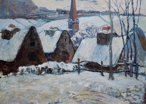 Bretonisches Dorf im Schnee von Paul Gauguin