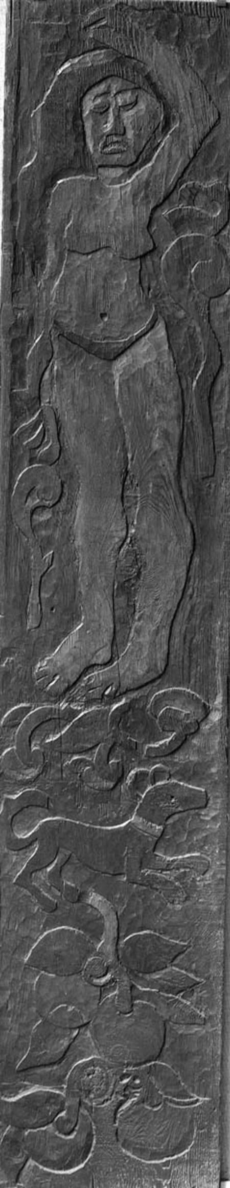 Carved vertical panel from the door frame of Gauguin's final residence in Atuona on Hiva Oa (Marques von Paul Gauguin