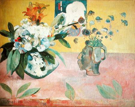 Flowers and a Japanese Print von Paul Gauguin
