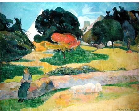 Girl Herding Pigs von Paul Gauguin