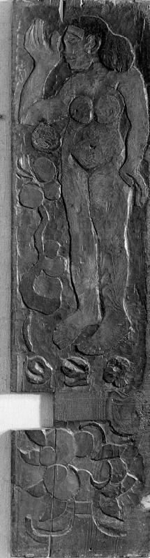 Carved vertical panel from the door frame of Gauguin's final residence in Atuona on Hiva Oa (Marques 1902