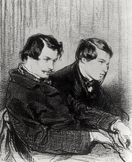 Edmond de Goncourt (1822-86) and Jules de Goncourt (1830-70) in a box at the theatre von Paul Gavarni