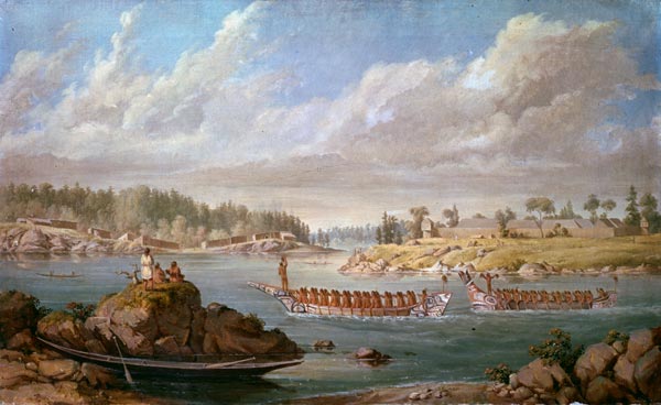 Makah returning in their war canoes von Paul Kane