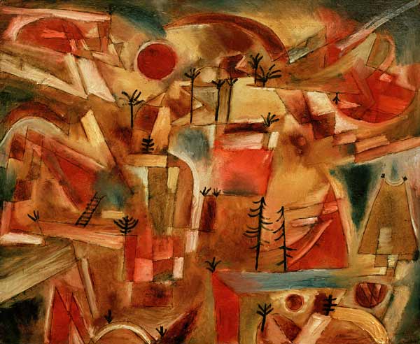 Felslandschaft (mit Palmen und Tannen), von Paul Klee
