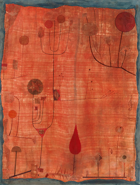 Früchte auf rot (oder: Das Schweißtuch des Geigers) von Paul Klee