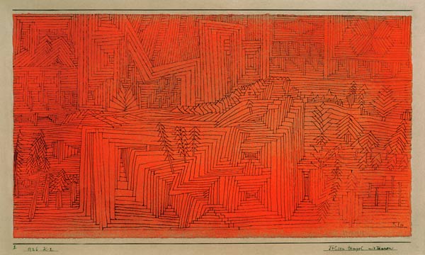 Felsentempel mit Tannen, 1926, von Paul Klee