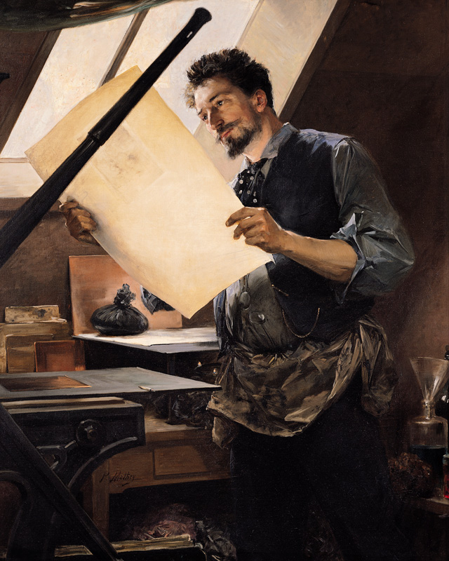 Felicien Rops (1833-98) in his studio von Paul Mathey