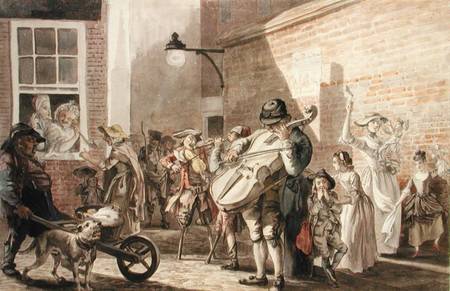 Itinerant Musicians playing in a poor part of town von Paul Sandby