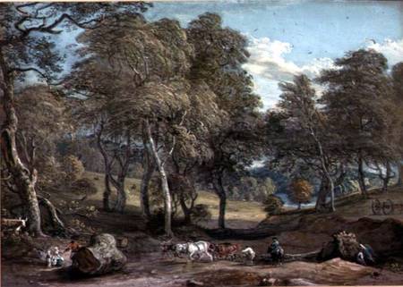 Windsor Forest with Oxen Drawing Timber von Paul Sandby