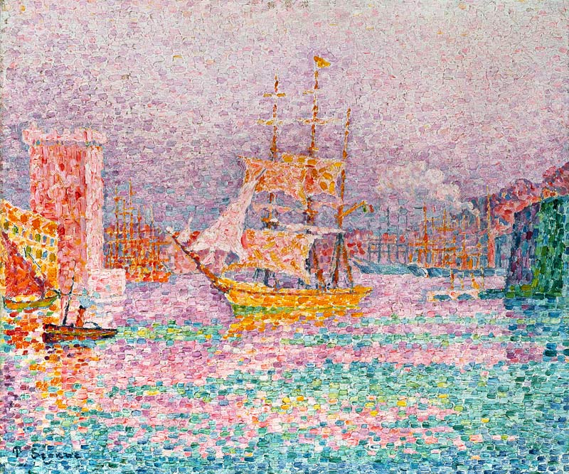 Segelschiff im Hafen von Marseille von Paul Signac