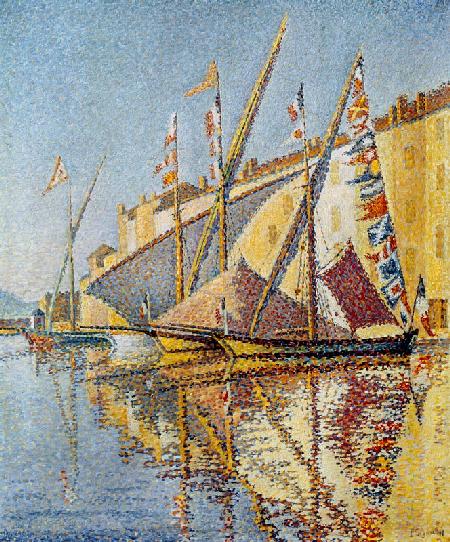 Segelboote im Hafen von St. Tropez. 1893
