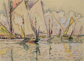 Departure of tuna boats at Groix (w/c on paper) 16th