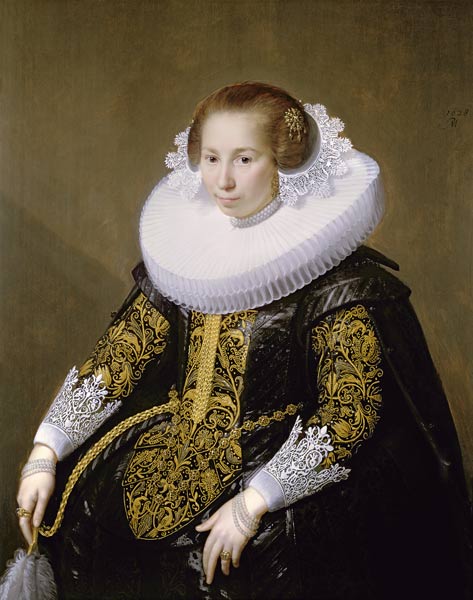 Portrait of Mrs van Voorst (one of a pair: 132049) von Paulus Moreelse