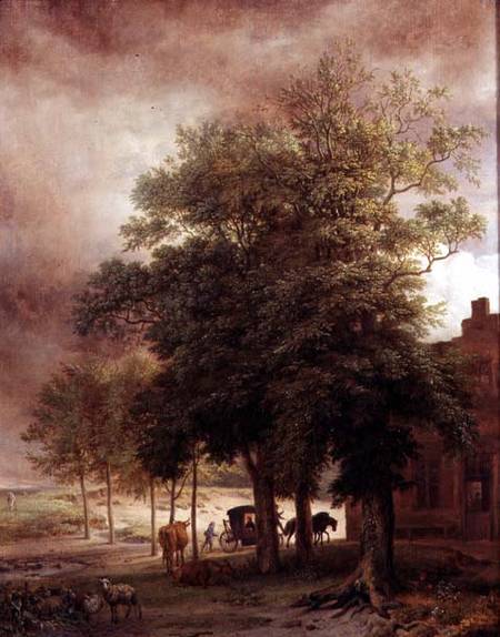 Landscape with carriage or House beyond the trees von Paulus Potter