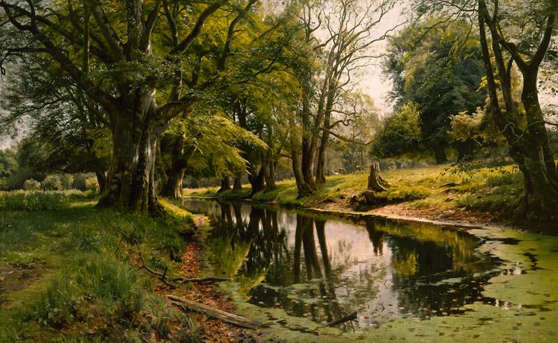 Stilles Wasser im Wald von Peder Mørk Mønsted