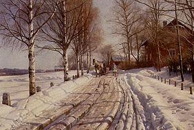 Winterliche Landstrasse in Leksand (Dalarne) 1927