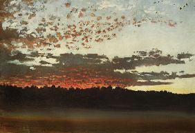 Sonnenuntergang über einer Sumpf- und Waldlandschaft (Schweden) 1880