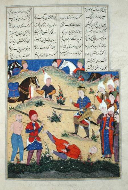 Ms D-184 fol.208b The decapitation of Afrasiab's dream comes to pass, illustration from the 'Shahnam von Persian School