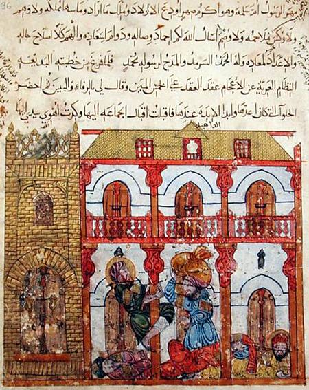 Ms c-23 f.99a Thief Taking his Loot, from 'The Maqamat' (The Meetings) by Al-Hariri (1054-1121) von Persian School