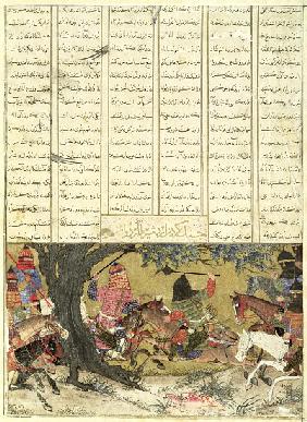 Ardashir Battling Bahman, the Son of Ardavan, illustration from the 'Shahnama' (Book of Kings), by A 1020) 1325